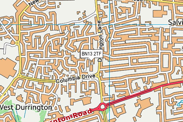 BN13 2TF map - OS VectorMap District (Ordnance Survey) BN13 2TF map - OS VectorMap District (Ordnance Survey)