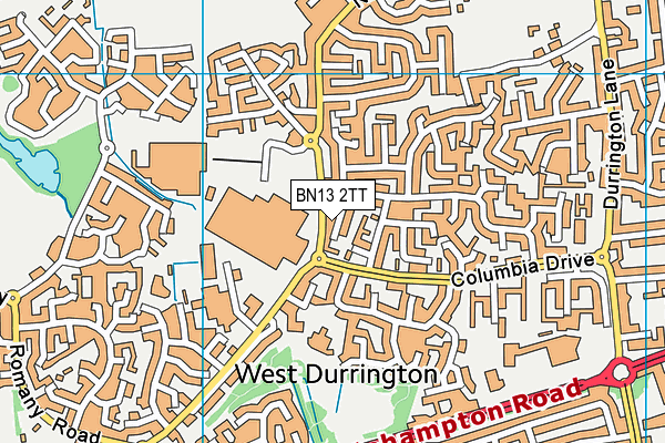 BN13 2TT map - OS VectorMap District (Ordnance Survey) BN13 2TT map - OS VectorMap District (Ordnance Survey)