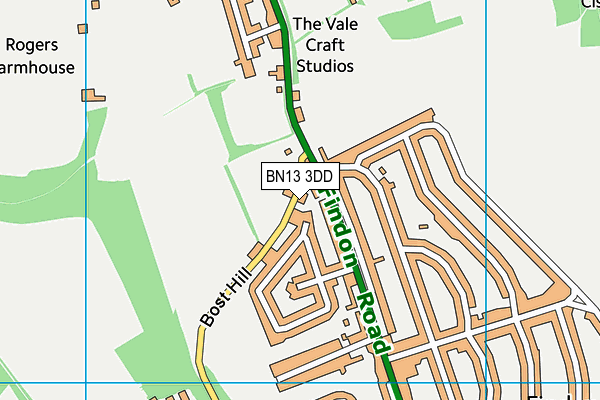 BN13 3DD map - OS VectorMap District (Ordnance Survey) BN13 3DD map - OS VectorMap District (Ordnance Survey)