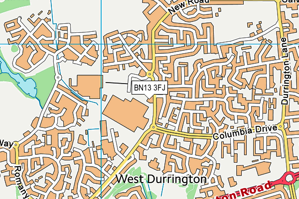 BN13 3FJ map - OS VectorMap District (Ordnance Survey) BN13 3FJ map - OS VectorMap District (Ordnance Survey)