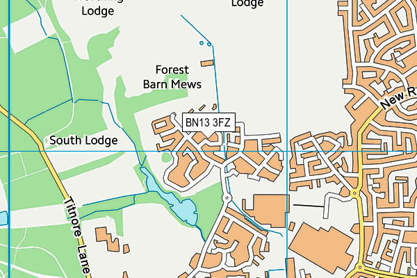 BN13 3FZ map - OS VectorMap District (Ordnance Survey) BN13 3FZ map - OS VectorMap District (Ordnance Survey)