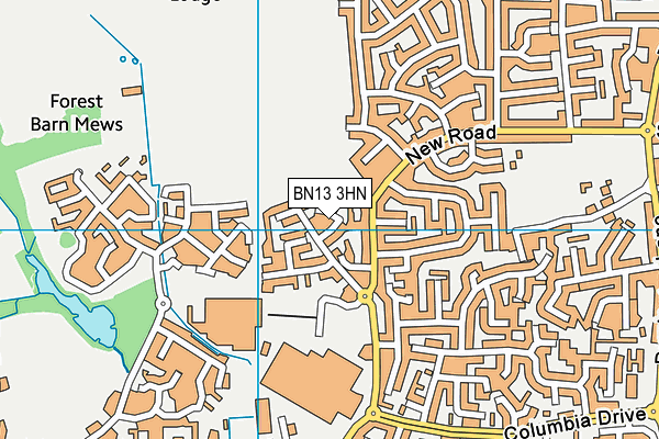 BN13 3HN map - OS VectorMap District (Ordnance Survey) BN13 3HN map - OS VectorMap District (Ordnance Survey)