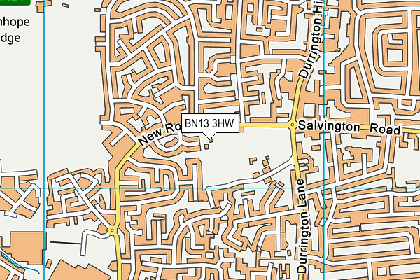 BN13 3HW map - OS VectorMap District (Ordnance Survey) BN13 3HW map - OS VectorMap District (Ordnance Survey)