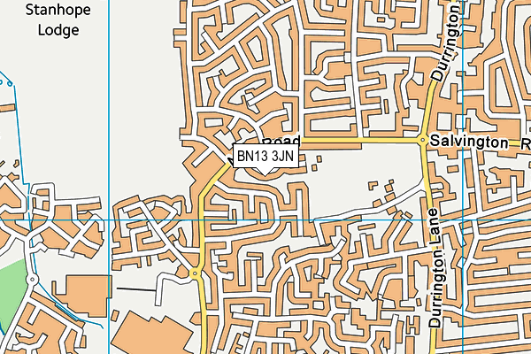 BN13 3JN map - OS VectorMap District (Ordnance Survey) BN13 3JN map - OS VectorMap District (Ordnance Survey)