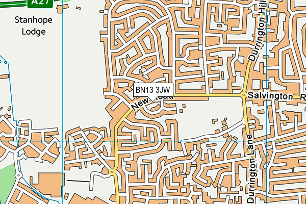 BN13 3JW map - OS VectorMap District (Ordnance Survey) BN13 3JW map - OS VectorMap District (Ordnance Survey)