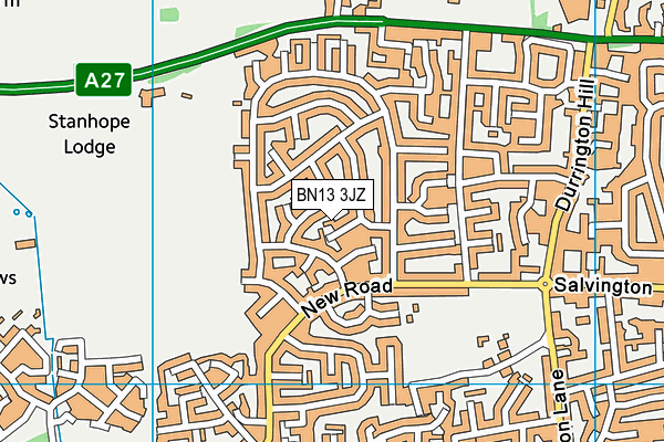 BN13 3JZ map - OS VectorMap District (Ordnance Survey) BN13 3JZ map - OS VectorMap District (Ordnance Survey)