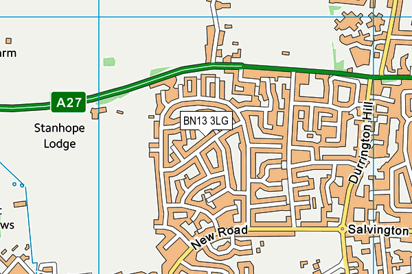 BN13 3LG map - OS VectorMap District (Ordnance Survey) BN13 3LG map - OS VectorMap District (Ordnance Survey)