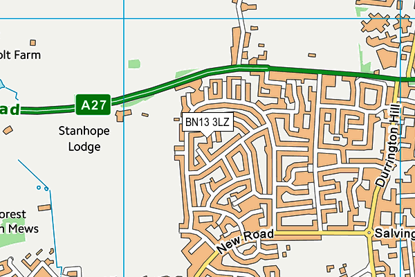 BN13 3LZ map - OS VectorMap District (Ordnance Survey) BN13 3LZ map - OS VectorMap District (Ordnance Survey)
