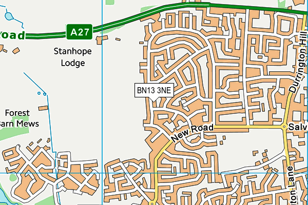 BN13 3NE map - OS VectorMap District (Ordnance Survey) BN13 3NE map - OS VectorMap District (Ordnance Survey)