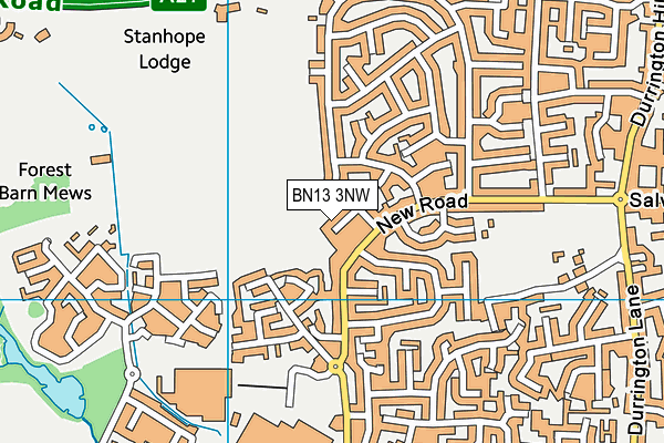 BN13 3NW map - OS VectorMap District (Ordnance Survey) BN13 3NW map - OS VectorMap District (Ordnance Survey)