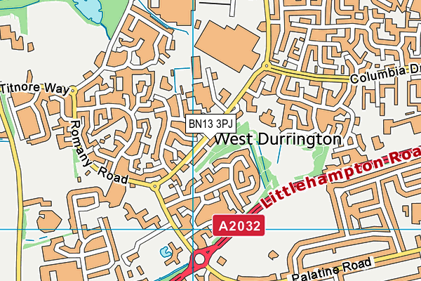 BN13 3PJ map - OS VectorMap District (Ordnance Survey) BN13 3PJ map - OS VectorMap District (Ordnance Survey)