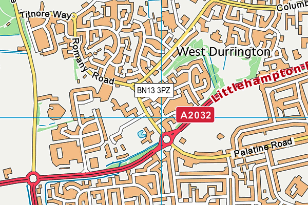 BN13 3PZ map - OS VectorMap District (Ordnance Survey) BN13 3PZ map - OS VectorMap District (Ordnance Survey)
