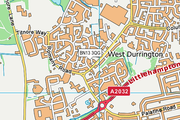 BN13 3QG map - OS VectorMap District (Ordnance Survey) BN13 3QG map - OS VectorMap District (Ordnance Survey)
