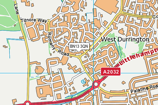 BN13 3QN map - OS VectorMap District (Ordnance Survey)