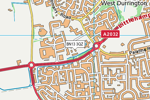 BN13 3QZ map - OS VectorMap District (Ordnance Survey)