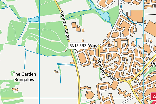 BN13 3RZ map - OS VectorMap District (Ordnance Survey) BN13 3RZ map - OS VectorMap District (Ordnance Survey)