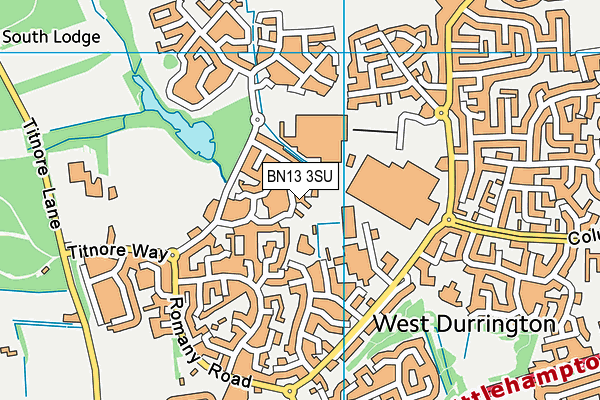 BN13 3SU map - OS VectorMap District (Ordnance Survey) BN13 3SU map - OS VectorMap District (Ordnance Survey)