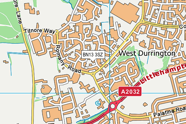 BN13 3SZ map - OS VectorMap District (Ordnance Survey) BN13 3SZ map - OS VectorMap District (Ordnance Survey)