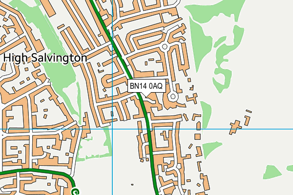 BN14 0AQ map - OS VectorMap District (Ordnance Survey)