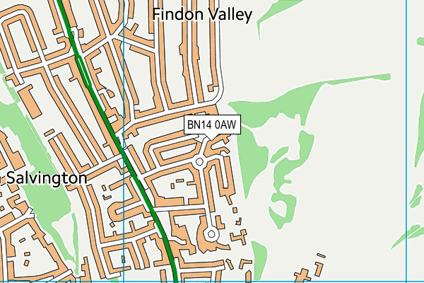 BN14 0AW map - OS VectorMap District (Ordnance Survey) BN14 0AW map - OS VectorMap District (Ordnance Survey)