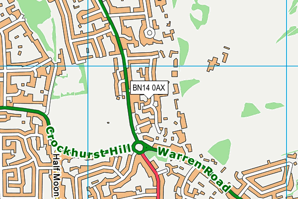 BN14 0AX map - OS VectorMap District (Ordnance Survey)