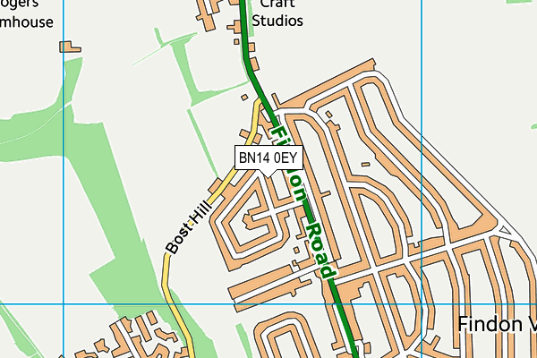 BN14 0EY map - OS VectorMap District (Ordnance Survey) BN14 0EY map - OS VectorMap District (Ordnance Survey)