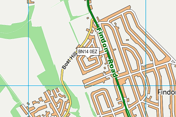 BN14 0EZ map - OS VectorMap District (Ordnance Survey)