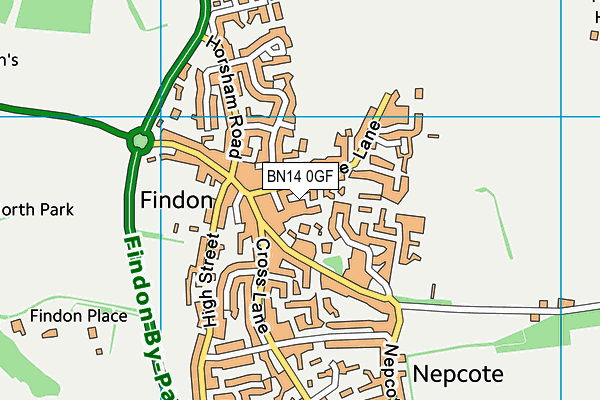 BN14 0GF map - OS VectorMap District (Ordnance Survey) BN14 0GF map - OS VectorMap District (Ordnance Survey)