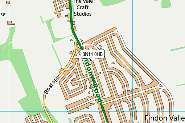 BN14 0HB map - OS VectorMap District (Ordnance Survey)
