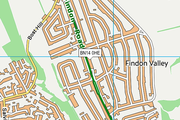 BN14 0HE map - OS VectorMap District (Ordnance Survey)