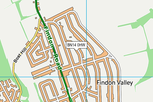 BN14 0HW map - OS VectorMap District (Ordnance Survey)