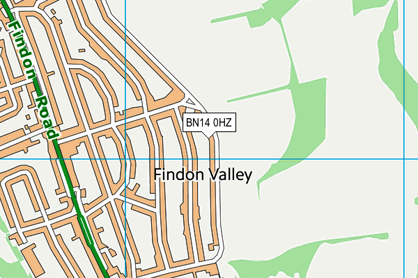 BN14 0HZ map - OS VectorMap District (Ordnance Survey)