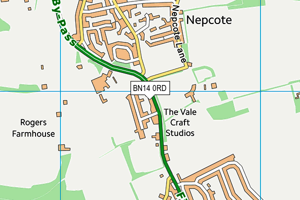 BN14 0RD map - OS VectorMap District (Ordnance Survey) BN14 0RD map - OS VectorMap District (Ordnance Survey)