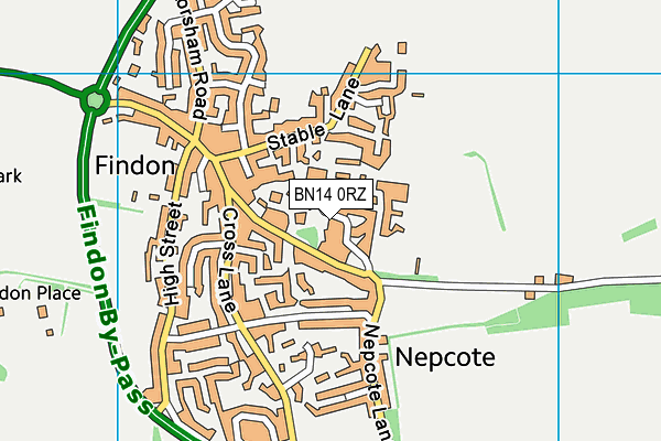 BN14 0RZ map - OS VectorMap District (Ordnance Survey) BN14 0RZ map - OS VectorMap District (Ordnance Survey)
