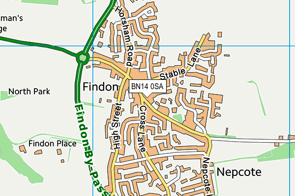 BN14 0SA map - OS VectorMap District (Ordnance Survey) BN14 0SA map - OS VectorMap District (Ordnance Survey)