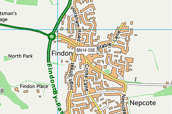 BN14 0SE map - OS VectorMap District (Ordnance Survey) BN14 0SE map - OS VectorMap District (Ordnance Survey)
