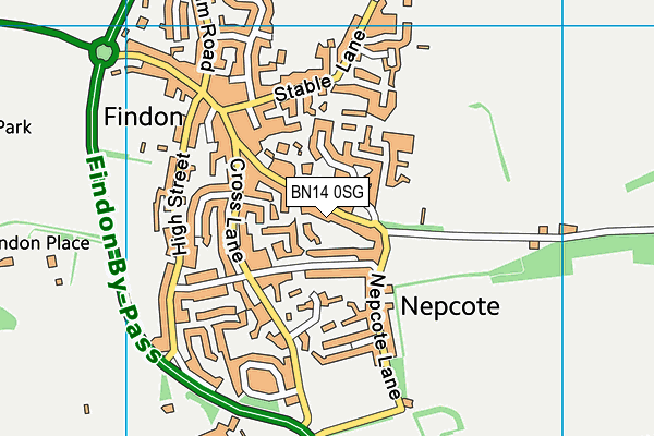 BN14 0SG map - OS VectorMap District (Ordnance Survey) BN14 0SG map - OS VectorMap District (Ordnance Survey)