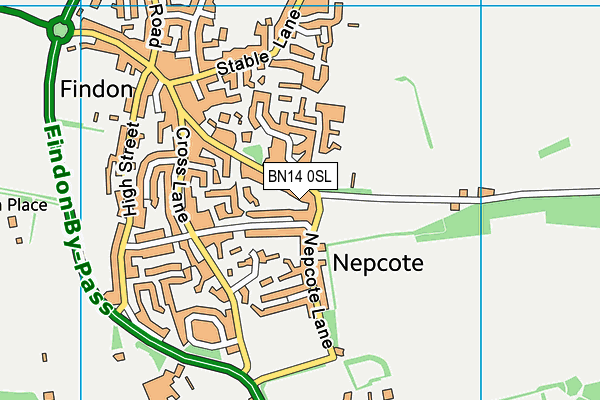 BN14 0SL map - OS VectorMap District (Ordnance Survey) BN14 0SL map - OS VectorMap District (Ordnance Survey)