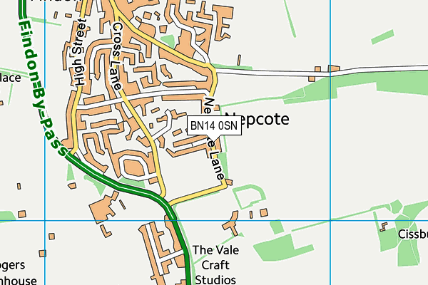 BN14 0SN map - OS VectorMap District (Ordnance Survey) BN14 0SN map - OS VectorMap District (Ordnance Survey)