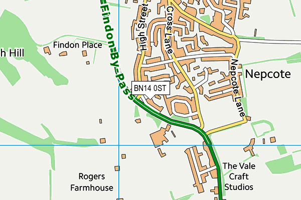 BN14 0ST map - OS VectorMap District (Ordnance Survey) BN14 0ST map - OS VectorMap District (Ordnance Survey)