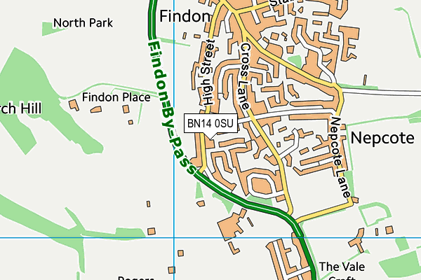 BN14 0SU map - OS VectorMap District (Ordnance Survey) BN14 0SU map - OS VectorMap District (Ordnance Survey)