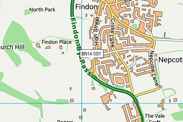 BN14 0SY map - OS VectorMap District (Ordnance Survey) BN14 0SY map - OS VectorMap District (Ordnance Survey)