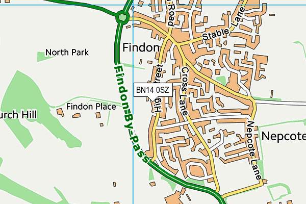 BN14 0SZ map - OS VectorMap District (Ordnance Survey) BN14 0SZ map - OS VectorMap District (Ordnance Survey)