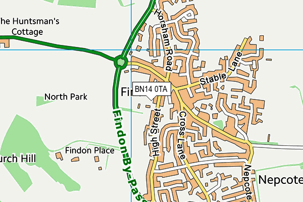 BN14 0TA map - OS VectorMap District (Ordnance Survey) BN14 0TA map - OS VectorMap District (Ordnance Survey)