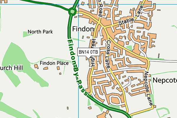BN14 0TB map - OS VectorMap District (Ordnance Survey) BN14 0TB map - OS VectorMap District (Ordnance Survey)