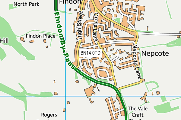 BN14 0TD map - OS VectorMap District (Ordnance Survey) BN14 0TD map - OS VectorMap District (Ordnance Survey)