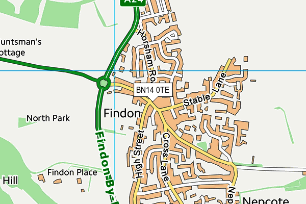 BN14 0TE map - OS VectorMap District (Ordnance Survey) BN14 0TE map - OS VectorMap District (Ordnance Survey)