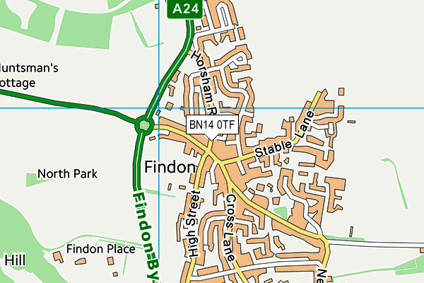 BN14 0TF map - OS VectorMap District (Ordnance Survey) BN14 0TF map - OS VectorMap District (Ordnance Survey)