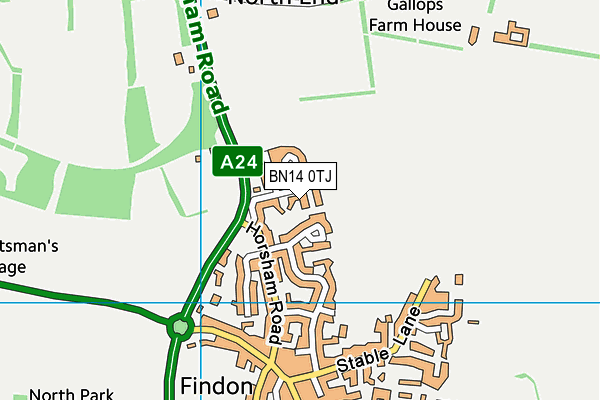 BN14 0TJ map - OS VectorMap District (Ordnance Survey) BN14 0TJ map - OS VectorMap District (Ordnance Survey)