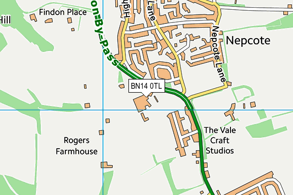 BN14 0TL map - OS VectorMap District (Ordnance Survey)
